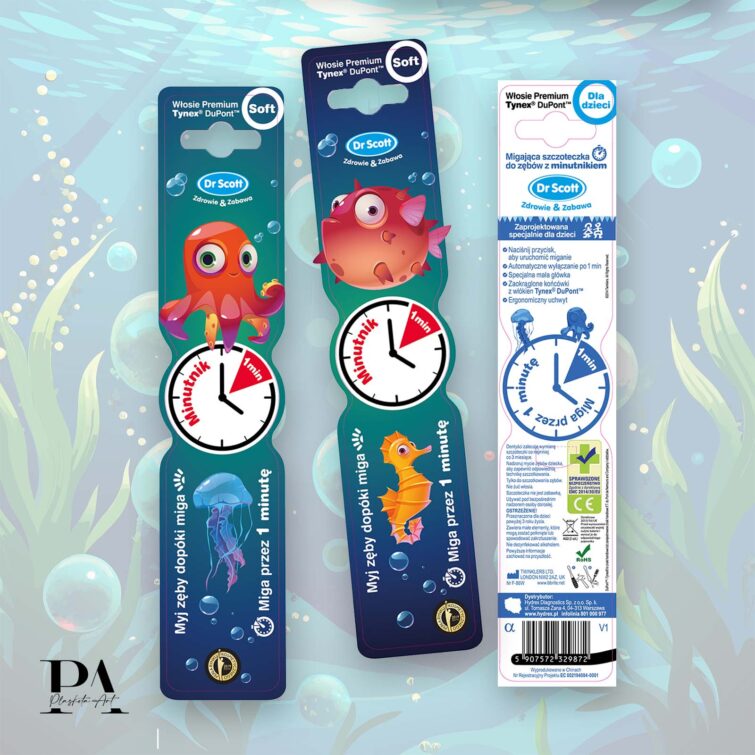 grafika projekt opakowania na szczoteczki do zębów